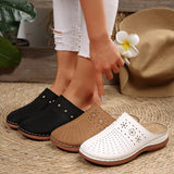 2025 Summer New Women's Baotou Thick-Bottom Slippers Large-Size Round Head Back Empty Casual Slippers HZ0115