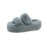 Large-Size Tide Slew Soft 7Cm External Wear Hairy Slippers Women Flat-Bottom One-Word Drag Autumn New Thick HZ0115