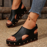 2025 New Women's Summer Thick-Soled Fish Mouth Sandals Large-Size Magic Sticker Fish Mouth Sandals HZ0115