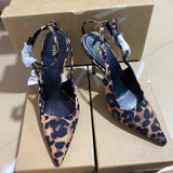 Autumn New Niche Fashion Shoes Leopard Print Sharp High-Heeled Muller Sandals HZ0115