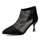 Rome Hollow Cool Boots 2025 Spring And Summer New Mesh And Short Boots Tips High Help Zipper HZ0115