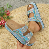 2025 New Thick Bottom Rope Double Buckle Drill Softwood Beach Slippers Large Size Women's Shoes HZ0115