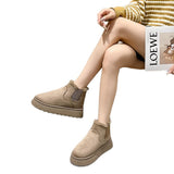 20 Autumn And Winter New Women's Thick Snow Boots Cotton Shoes Warm Plus Velvet Round Head Jacket Cotton Boots 43 HZ0115