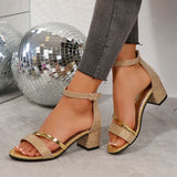 Large-Size High-Heeled Sandals Women 2025 Summer Fashion Coarse Heel Fish Mouth Buckle With Women's Sandals HZ0115
