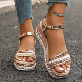 2025 Summer New Pine Paste Heel Sandals Lady Thick-Sed Large-Size Dew Sandals HZ0115