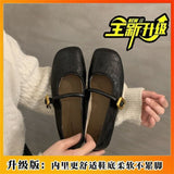 Korean Fairy Wind Word-Type Buckle With Lazy Shoes 2025 Net Red Fried Street High Value Light Mouth Anti-Slip Single Shoes HZ0115