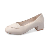 Square Single Shoes Female Coarse Heel Professional Temperament Flight Attendants Comfortable Long Standing Not Tired Black Work Shoes HZ0115