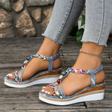 Thick Bottom Slope Heel Sandals Women 2025 Summer New Bohemian Loose Tight Belt Fashion Casual Roman Sandals HZ0115