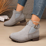 Vintage Short Boots Women's New Short-Box Retro Coarse And Flat-Bottomed Martin Boots Side Zipper British Style Women's Boots HZ0115