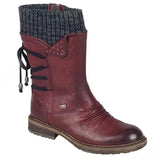 Mid-Low Barrel Large Size Martin Boots Autumn And Winter New Square Tied With Wool Women Boots HZ0115