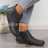 2025 Autumn And Winter Women's Shoes Fashion Code 43 Four Seasons Magic Stick Flat Bottom Short Boots Large Size Martin Boots HZ0115