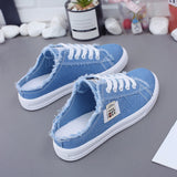 Canvas Shoes New Women's Spring Small White Shoes Flat Shoes Lazy Shoes One Foot Pedal Half A Tot HZ0115