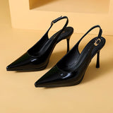 35-43 Large-Size New Ultra-High Patent Leather Pointed Back Tripty Sandals High Heels Women's Top Fine Back Empty Single Shoes HZ0115