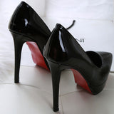 Sexy Sharp Temperament Ultra-High Heel Shoes Waterproof Table Fine Heel Night Shop Patent Leather Single Shoes Women Spring And Autumn Pink 12Cm Shallow Mouth HZ0115