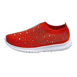 2025 Large-Size With Diamond Flying Sneakers New Net Shoes Women's Shoes Low-Heeled Mesh Sports Casual Shoes HZ0115
