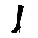 Black Elastic Fashion Thin Socks Boots 2025 New Mid-Clinity Head Finger Show Thin High And Short Boots Women HZ0115