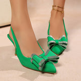 2025 New Diamond Bow Women's Slippers Tip Finger And High Fashion Wearing Comfortable Shoes HZ0115