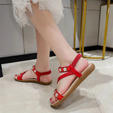 Roman Sandals Women's Summer 2025 New Bohemian National Wind Weaving Flower Size Flat Sandals HZ0115