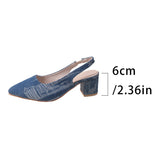 2025 New Denim Back High Heel Shoes Sharp Head Light Single Shoes Fine Heel Head Large Size Sandals Women HZ0115