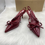 ZAJ2025 Spring New Pointed Bow Temperament High Heel Shoes Fashion After The Empty Single Shoe Woman HZ0115