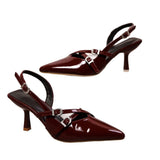 2025 Spring New French Pointed Head Sandals Women Fine Heel Belt Buckle Fairy Wind Low Heel Single Shoes HZ0115