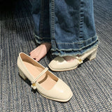 2025 Net Red Soft Soles Do Not Tired Korean Women's Singles Shoes One-Word Buckle With A Niche Design Sense Mary Jane Shoes HZ0115