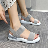 Sports Sandals Women's Elastic Tight 2025 Summer New Students Wear Fairy Wind Roman Beach Women's Shoes Outside The Flat HZ0115