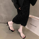 Beautiful Slippers Women's Summer Wear 2025 New Fashion Evening Wind High Heel Cool Slippers Water Drill Fairy Sandals HZ0115