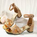 2025 Summer New Large-Size Fish Mouth Coarse Heel Toe Bag And A Word With Leather Buckle Fashion Comfortable Sandals Woman HZ0115