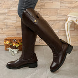 Round Head After The Zippered Knight Boots Autumn And Winter New Temperament High-Trace Knight Boots Woman HZ0115