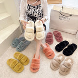 2025 Autumn And Winter New Plush Slippers Women Home Warm Cotton Slippers Casual Fashion Wearing Hair Slippers Women HZ0115