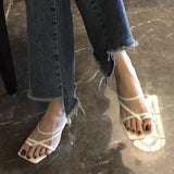 French Fine-Heeled Temperament Silver Cool Slippers Fairy Shoes Wear 2025 New Summer Small High Heels Sandals HZ0115