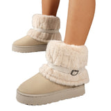 2025 Autumn And Winter New Fashion Plus Velvet Wool Thick Middle-Capped Female Snow Boots HZ0115