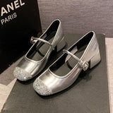 High-End Casual High-Retro French Single-Shoe Small Scented Silver Lily One-Word Temperament Light-Mouthed Mary Jane Shoes HZ0115