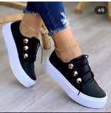 2025 Four-Season Leisure Single Shoes Large-Size Thick-Soled Round Head Front With Solid Color Small White Shoes HZ0115