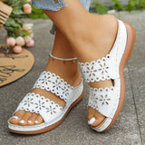 Large-Size Hollow Flowers One-Word Slippers Women In The Summer Of 2025 New Leisure Thick Bottom Slope And Cold Slippers Women HZ0115