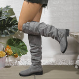 New Folded Boots Women's Belt Buckle Boots But Knee Pile Boots Thick And Thin Cylinder HZ0115