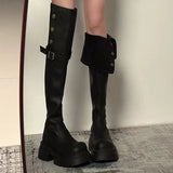 Flip And Velvet Long Boots Girl Small Knight High Boots 2025 Autumn And Winter New Thick Bottom In Two Through The Knee Boots HZ0115