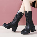 2025 Large-Size Martin Boots Autumn And Winter New Lace With British Wind High Heel Knight Boots Children's Shoes HZ0115