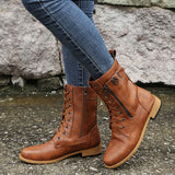 Autumn And Winter New Lady Martin Boots Front With Solid Color Low-Hee Color Boots Large Size HZ0115