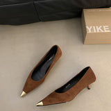 Spring 2025 New Retro Leopard-Print Metal Shallow Mouth Single Shoes French Temperament Velvet Head Tip Fine Heel High Heels HZ0115