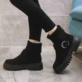 2025 Autumn And Winter New Wool Port Martin Boots Women's British Wind Belt Buckle Thick Bottom Plus Velvet Short Boots HZ0115