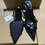ZAJ2025 Spring New Cross-Scutter Buckle High Heel Sandals Fine Heel Stumbling Belt Daily Wear Women HZ0115