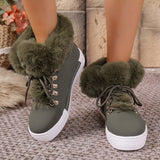 2025 Winter Short-Singue Long-Haired Snow Boots Large-Size Edge Plus Velvet Martin Boots HZ0115