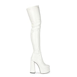 2025 Round Head Super High With Patent Skin Over Knee Thin Leg Lady Fashion Leather Boots Large Size Boots HZ0115