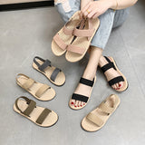 Sandals Women 2025 Spring New Flat Bottom Students Roman Shoes Beach Sandals Soft Soles Of Large Women's Shoes HZ0115