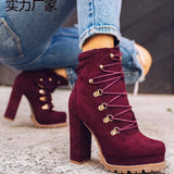 2025 Autumn And Winter New Products Super High And Front Rivet Waterproof Table Lady Short Boots HZ0115