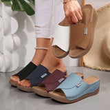 Large-Size Thick-Bottomed Casual Slippers Women 2025 New One-Word Fashion Simple Time Fish Mouth Slippers HZ0115