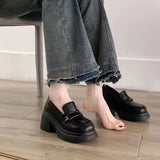 Thick-Soled Small Leather Shoes Women In The Spring Of 2025 New Pine Cake French Retro English Style Lefu Shoes One Foot Single Shoes HZ0115