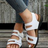 Sandals Summer New Slopes And Sandals Magic Buckle Thick Soles Large-Size Leisure Solid Sand Beach Shoes HZ0115